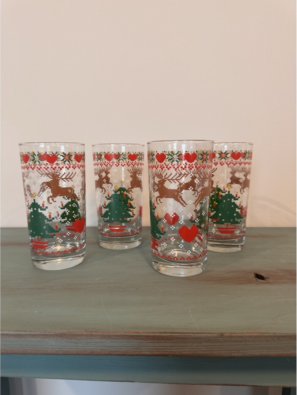 Vintage 1984 Anchor Hocking Tumbler Glasses Set of 4